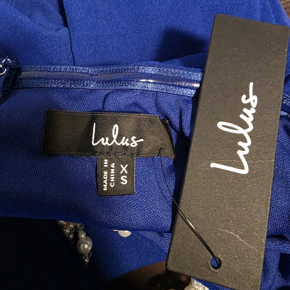 Lulus Striking Aura Royal Blue Pearl Strapless Mermaid Maxi Dress, Size XS - Picture 11 of 11